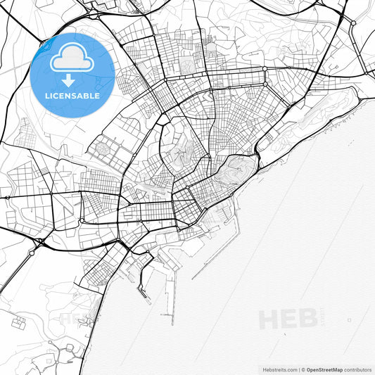 Vector PDF map of Alicante, Spain