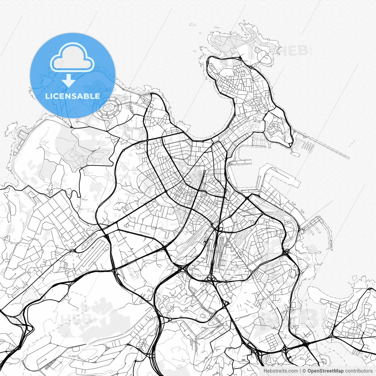 Vector PDF map of A Coruña, Spain