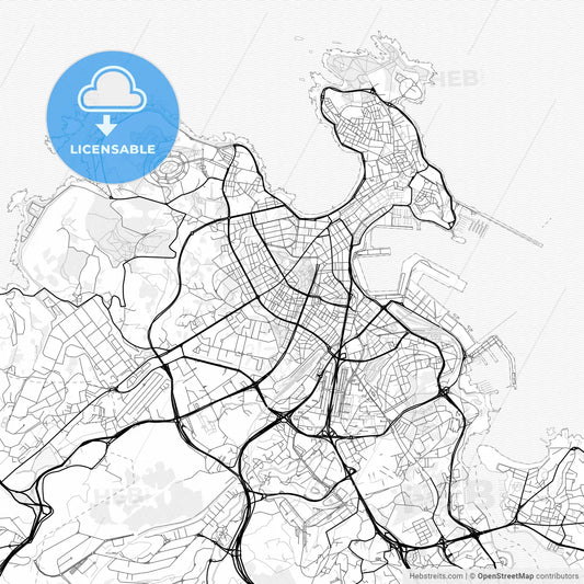 Vector PDF map of A Coruña, Spain