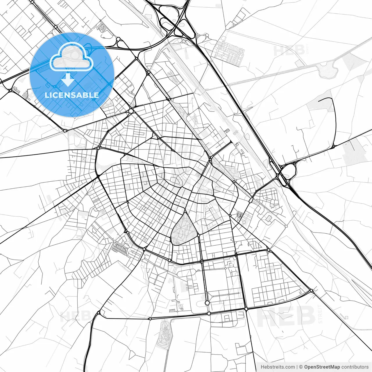 Vector PDF map of Albacete, Spain