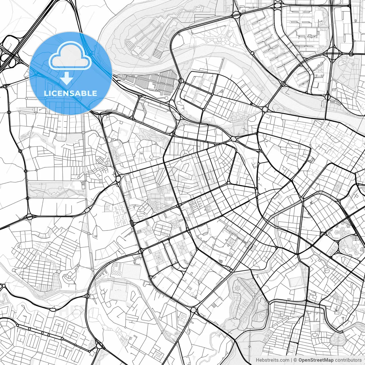 Vector PDF map of Delicias, Spain