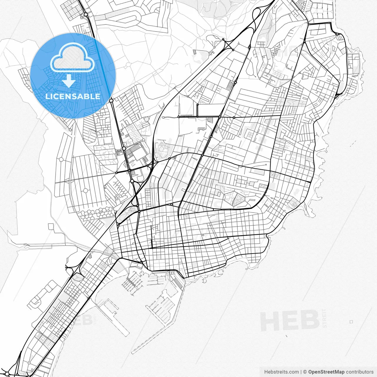 Vector PDF map of Torrevieja, Spain