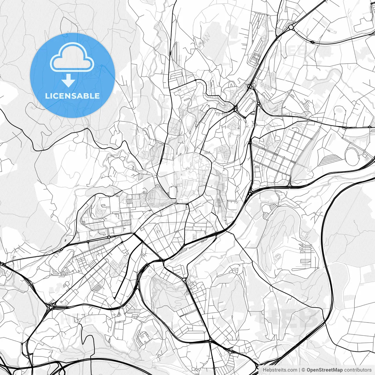 Vector PDF map of Santiago de Compostela, Spain