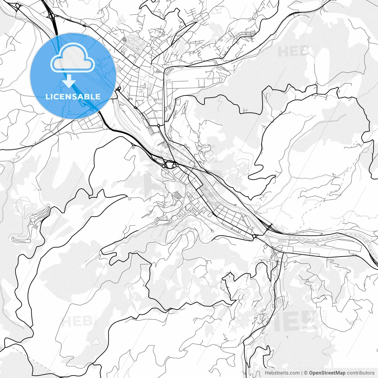 Vector PDF map of Sama, Spain