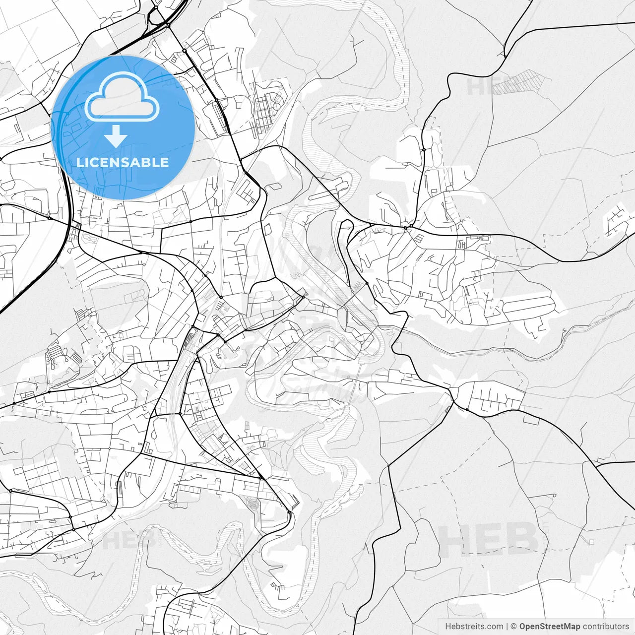 Vector PDF map of Fribourg, Switzerland