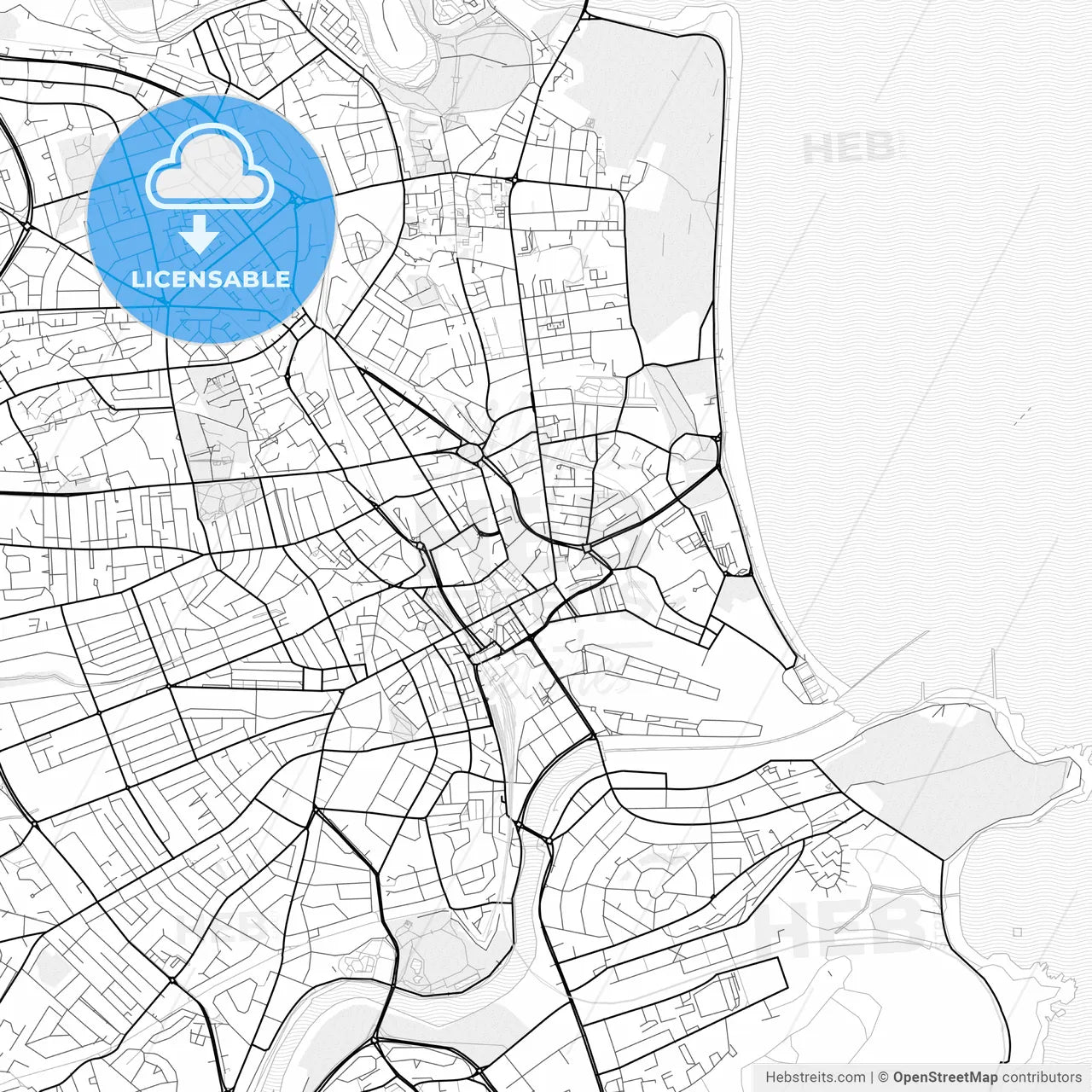 Vector PDF map of Aberdeen, Scotland