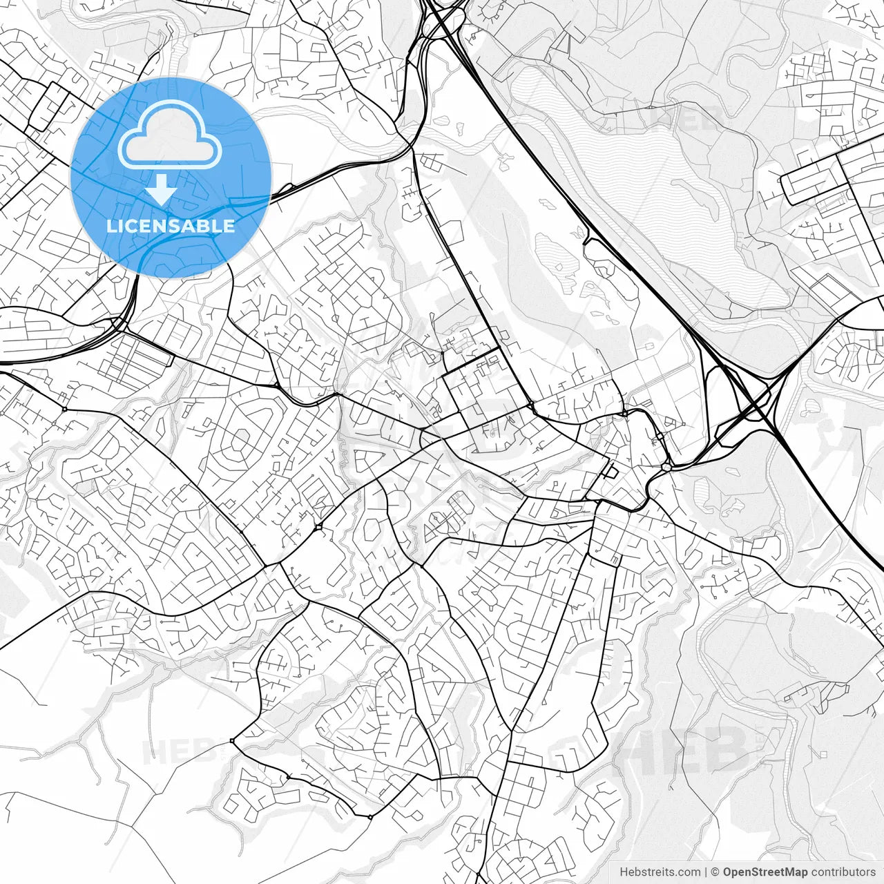 Vector PDF map of Hamilton, Scotland
