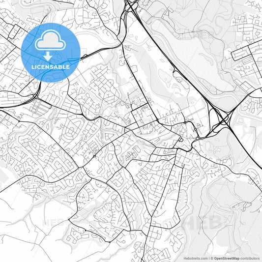Vector PDF map of Hamilton, Scotland