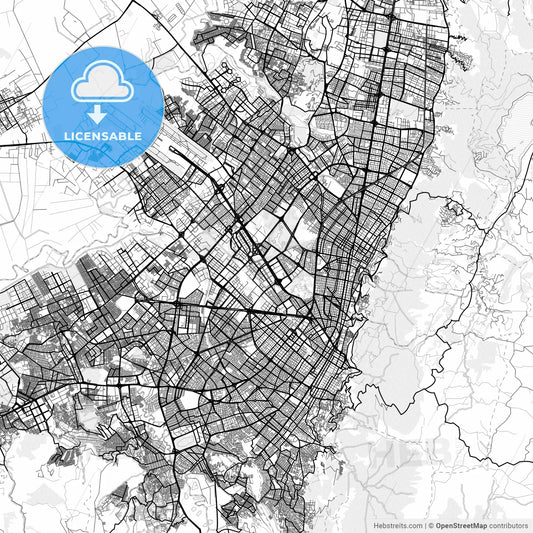Vector PDF map of Bogota, Colombia