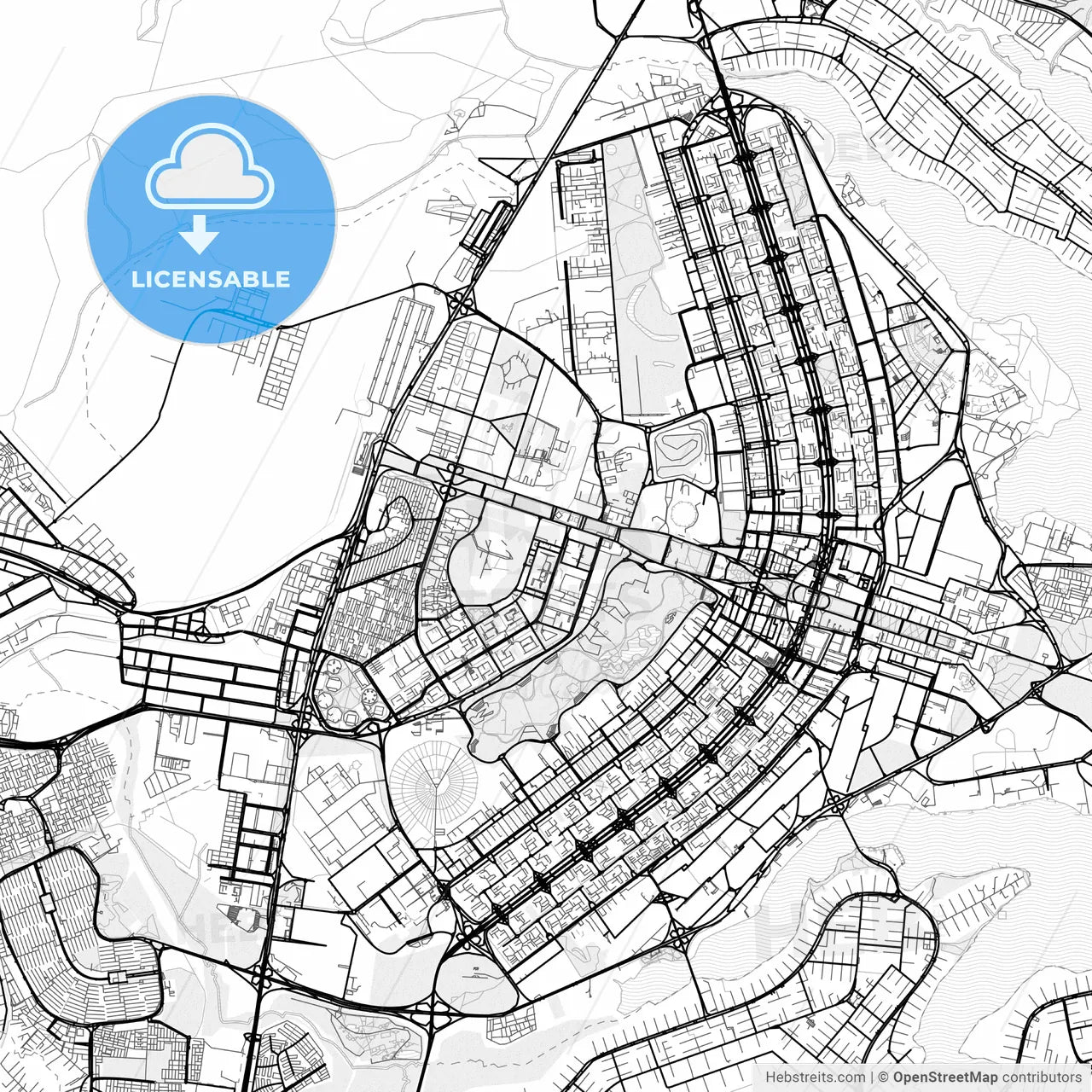 Vector PDF map of Brasilia, Brazil