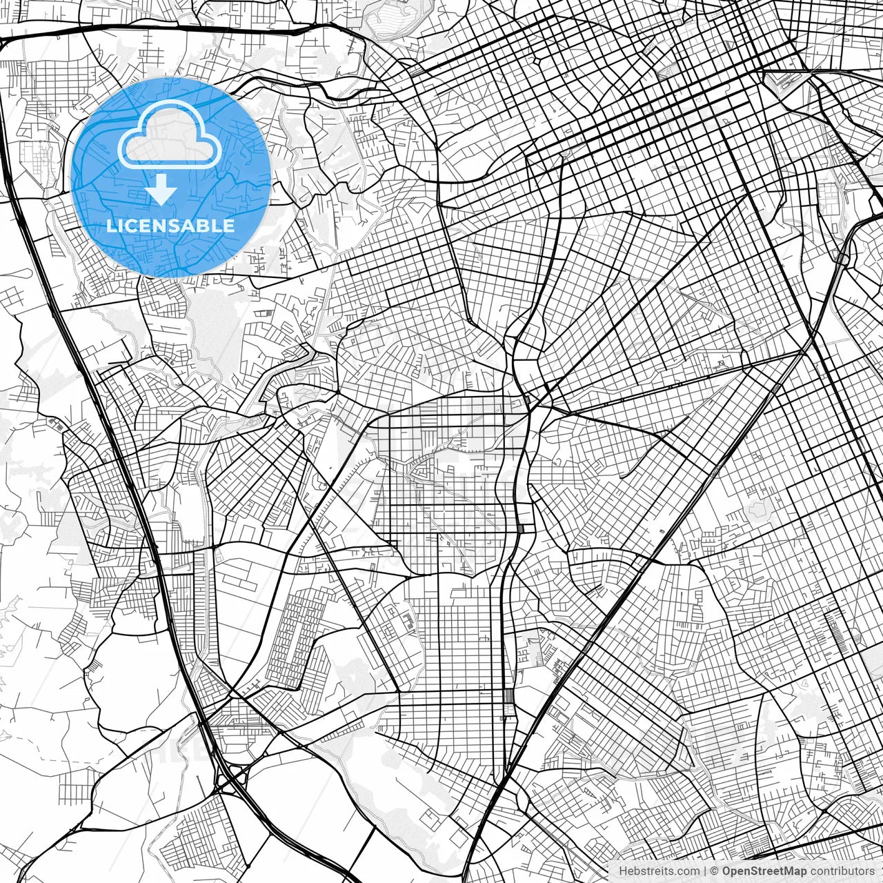 Vector PDF map of Curitiba, Brazil