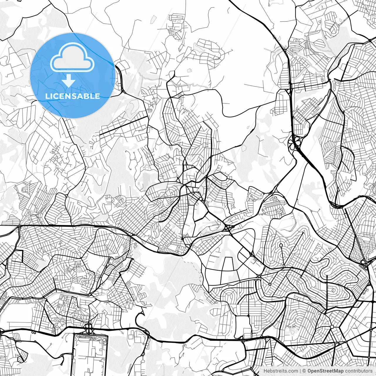 Vector PDF map of Contagem, Brazil