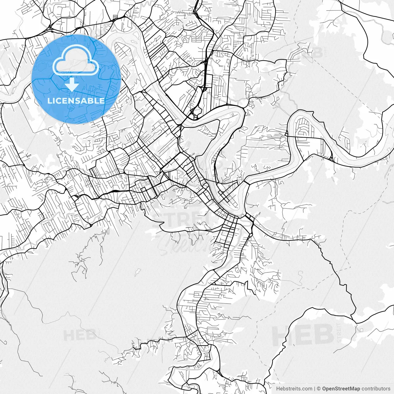 Vector PDF map of Blumenau, Brazil