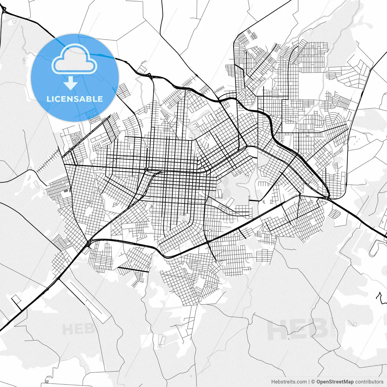 Vector PDF map of Cascavel, Brazil