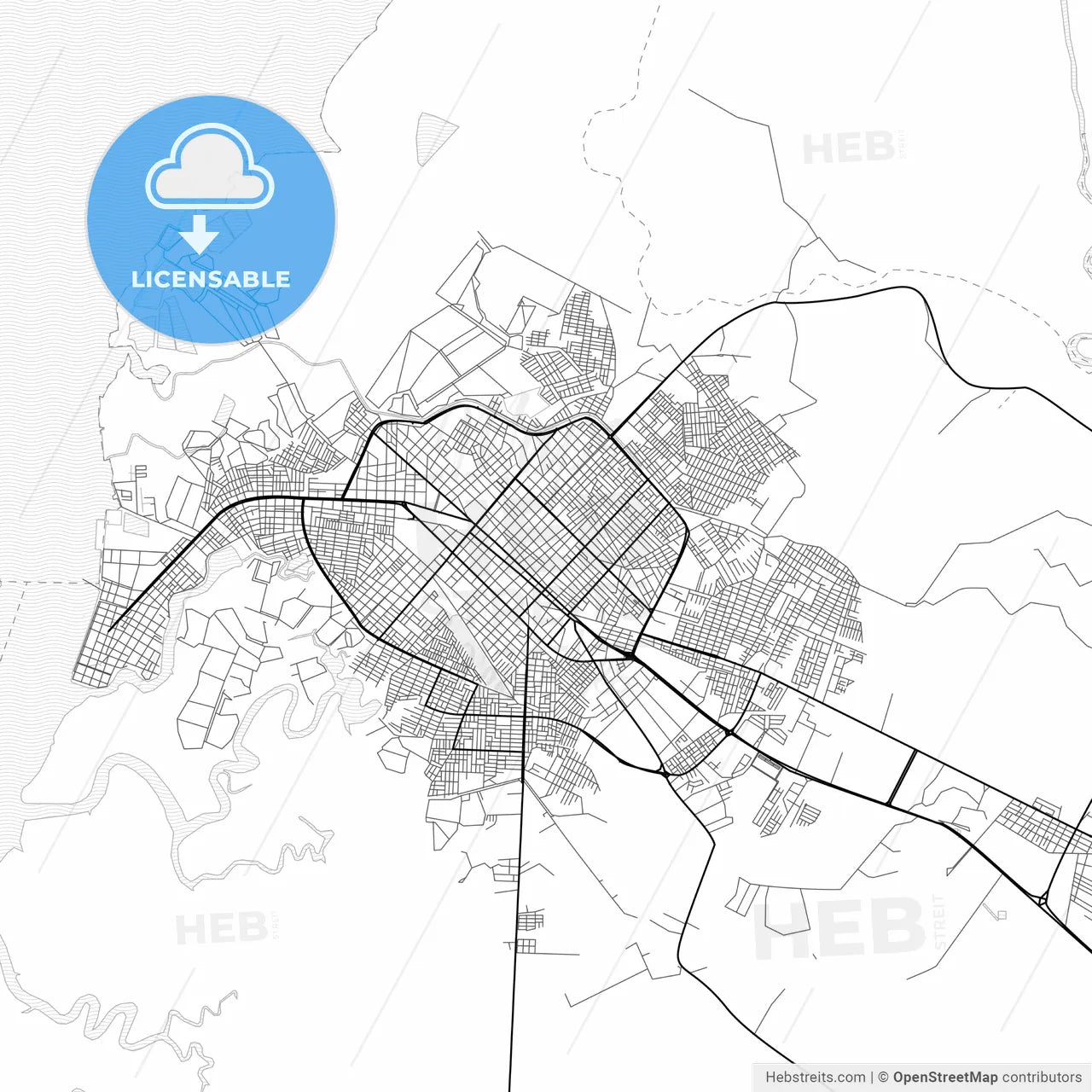 Vector PDF map of Machala, Ecuador