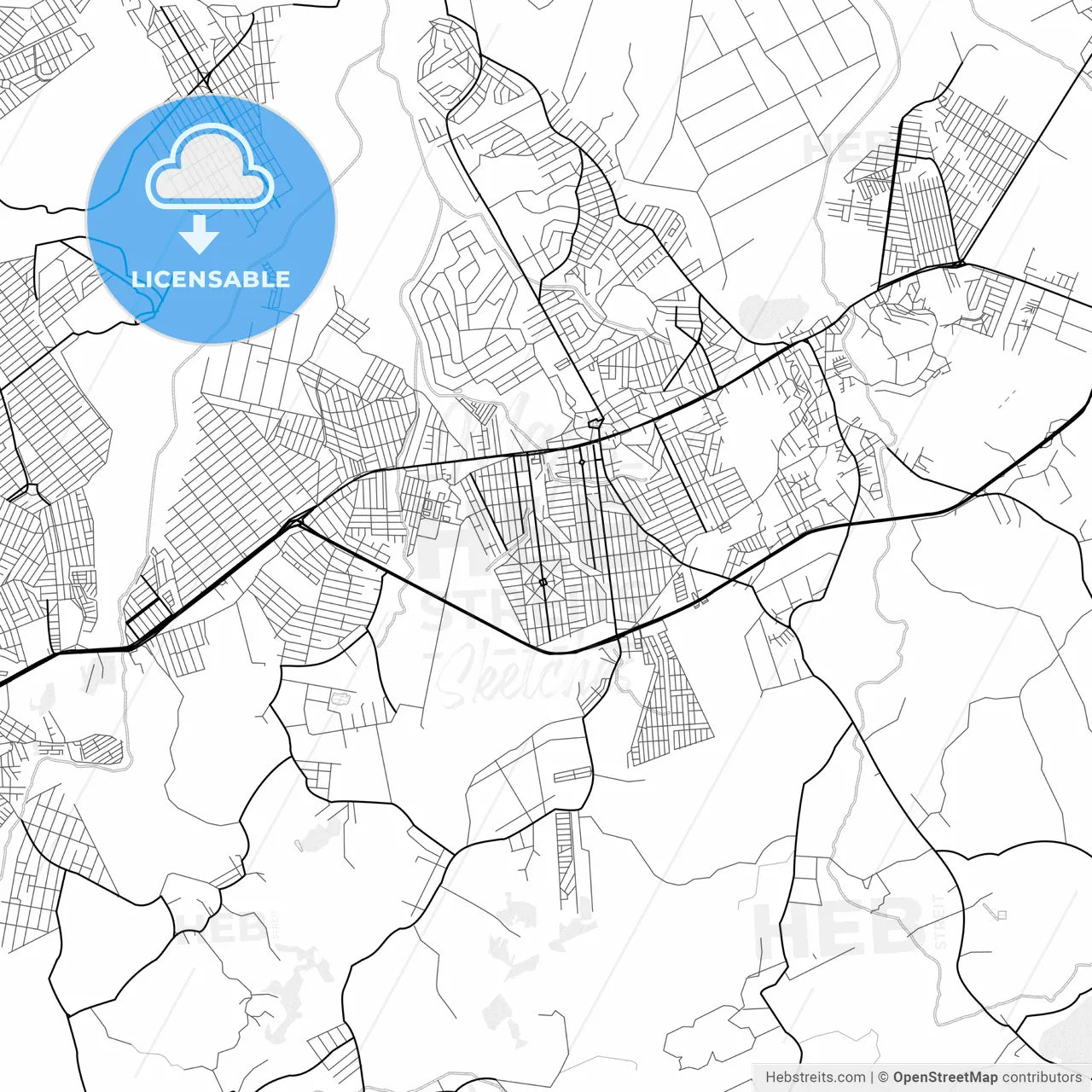 Vector PDF map of Itaborai, Brazil