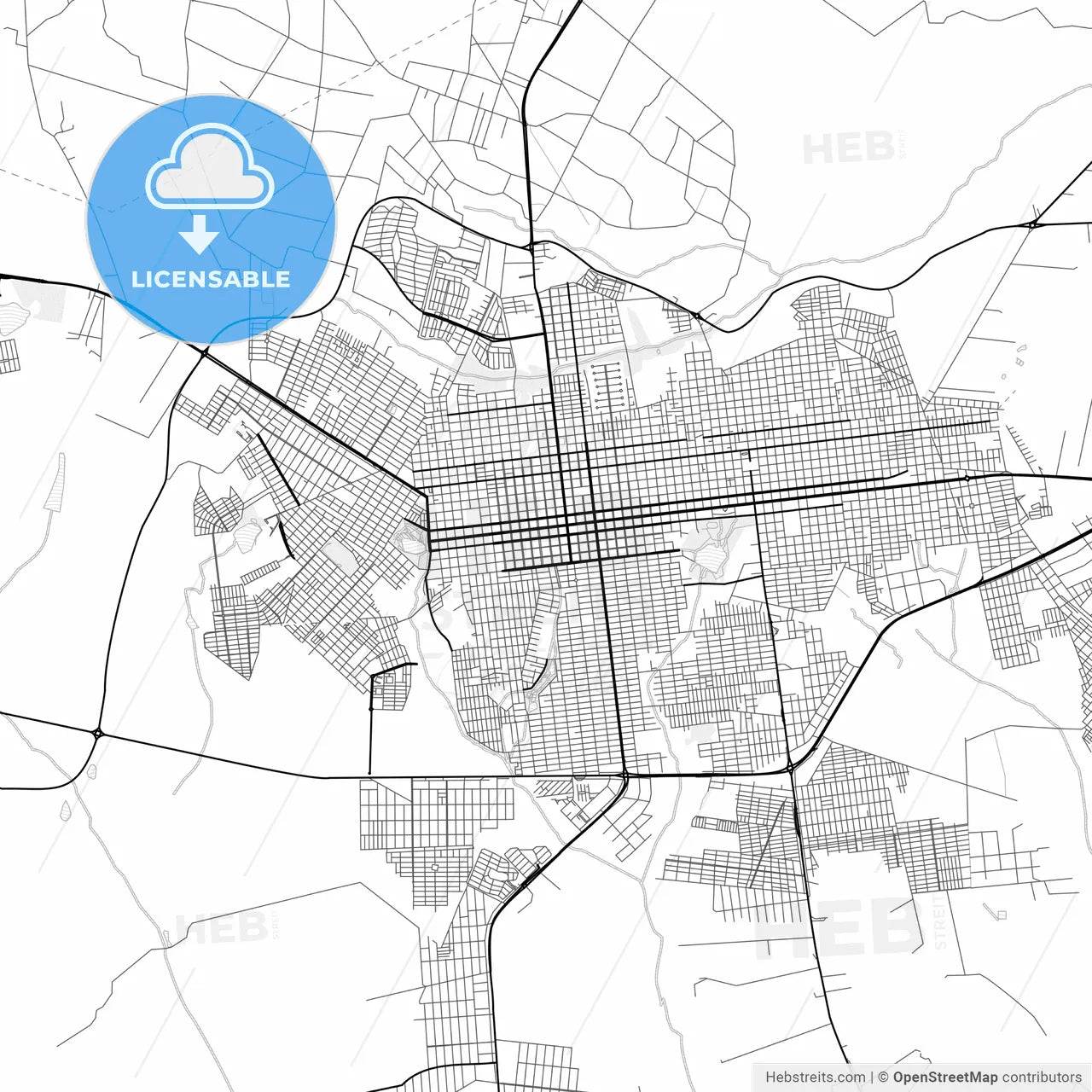 Vector PDF map of Dourados, Brazil