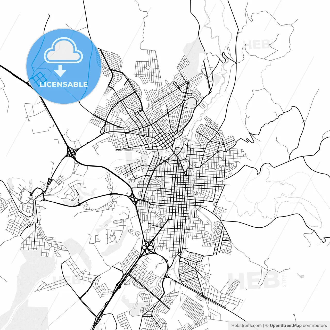 Vector PDF map of Botucatu, Brazil