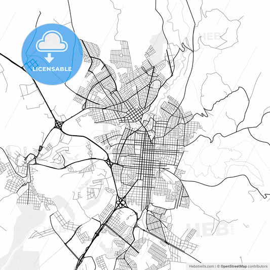 Vector PDF map of Botucatu, Brazil