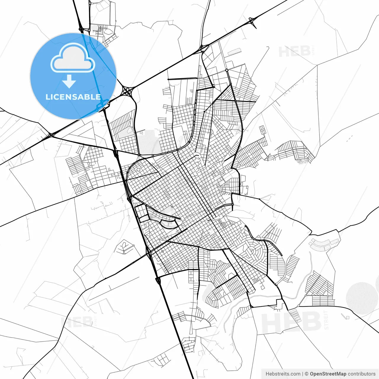 Vector PDF map of Barretos, Brazil