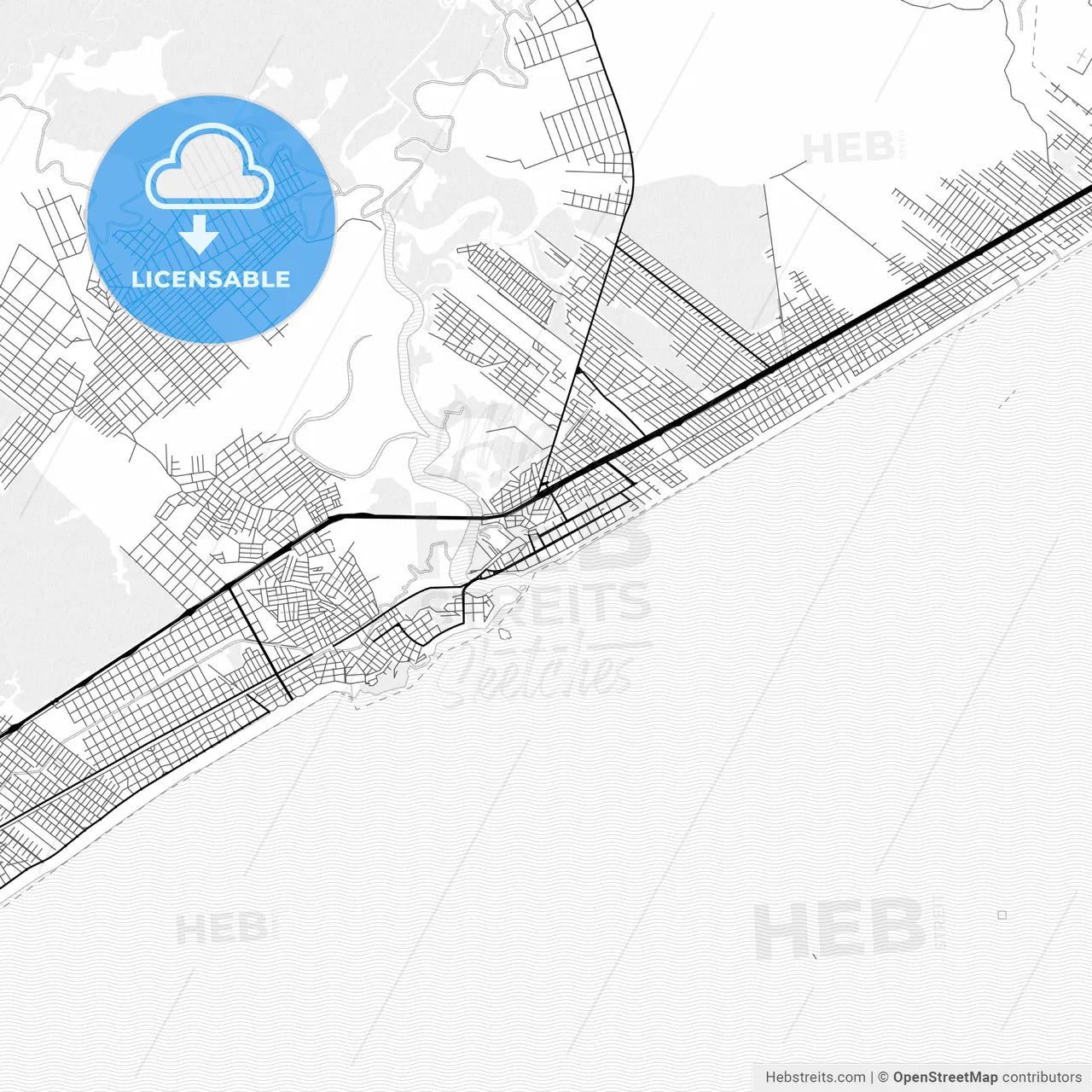 Vector PDF map of Itanhaem, Brazil