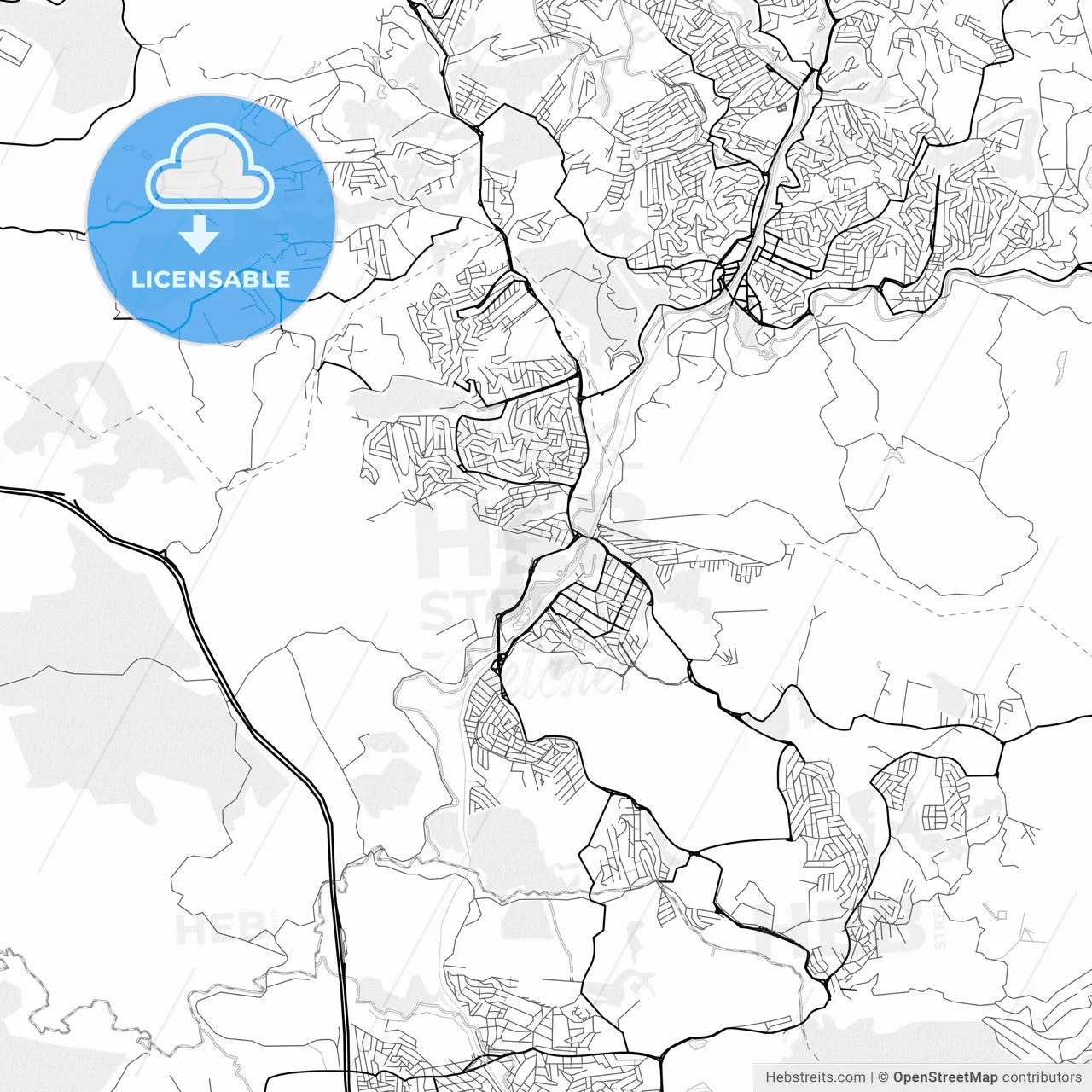 Vector PDF map of Caieiras, Brazil