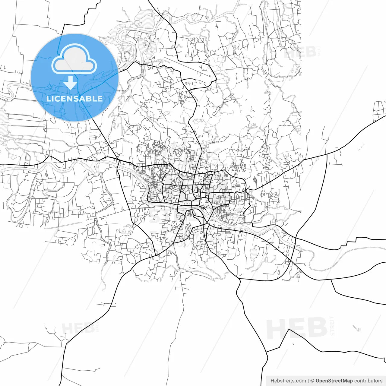 Vector PDF map of Sylhet, Bangladesh