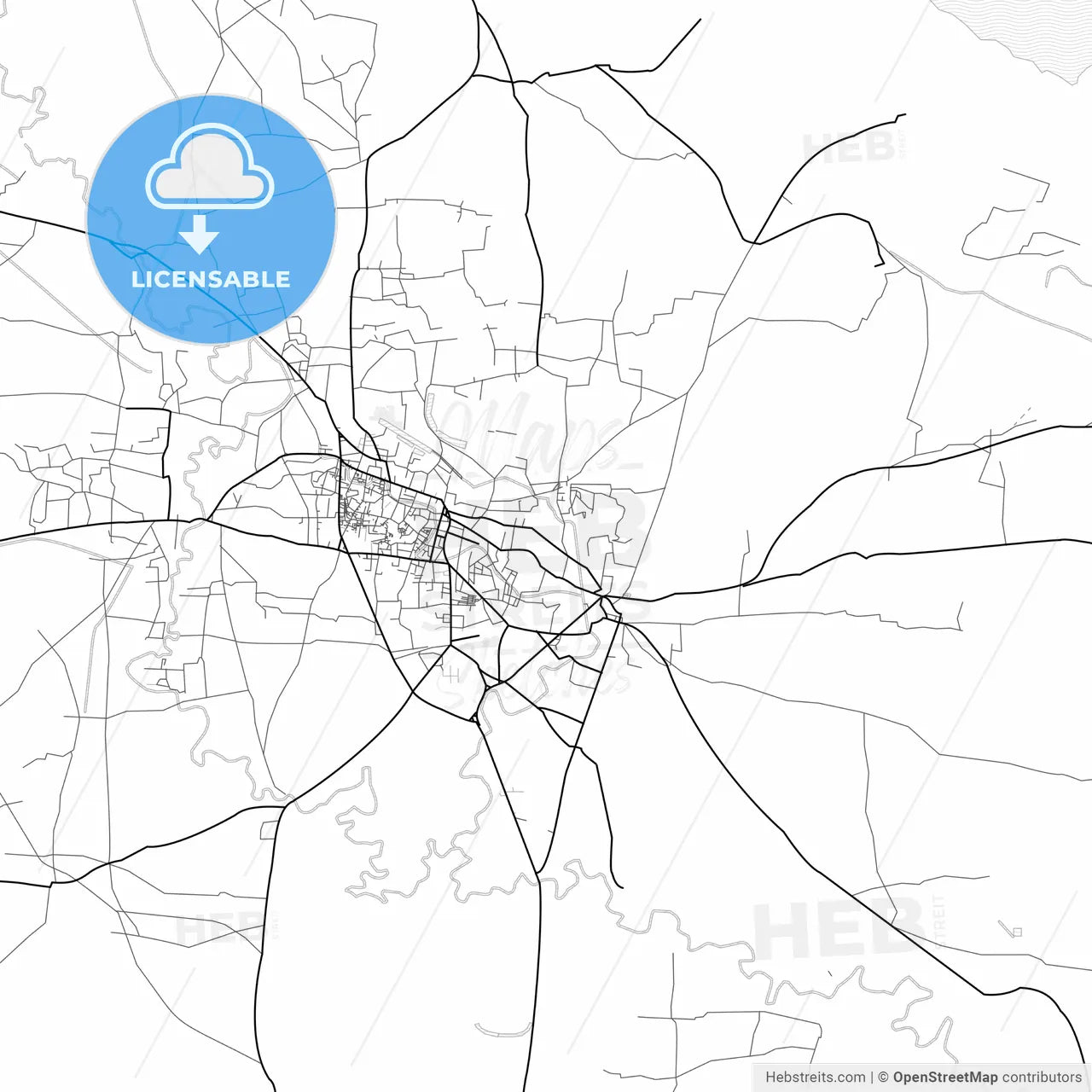 Vector PDF map of Rangpur, Bangladesh