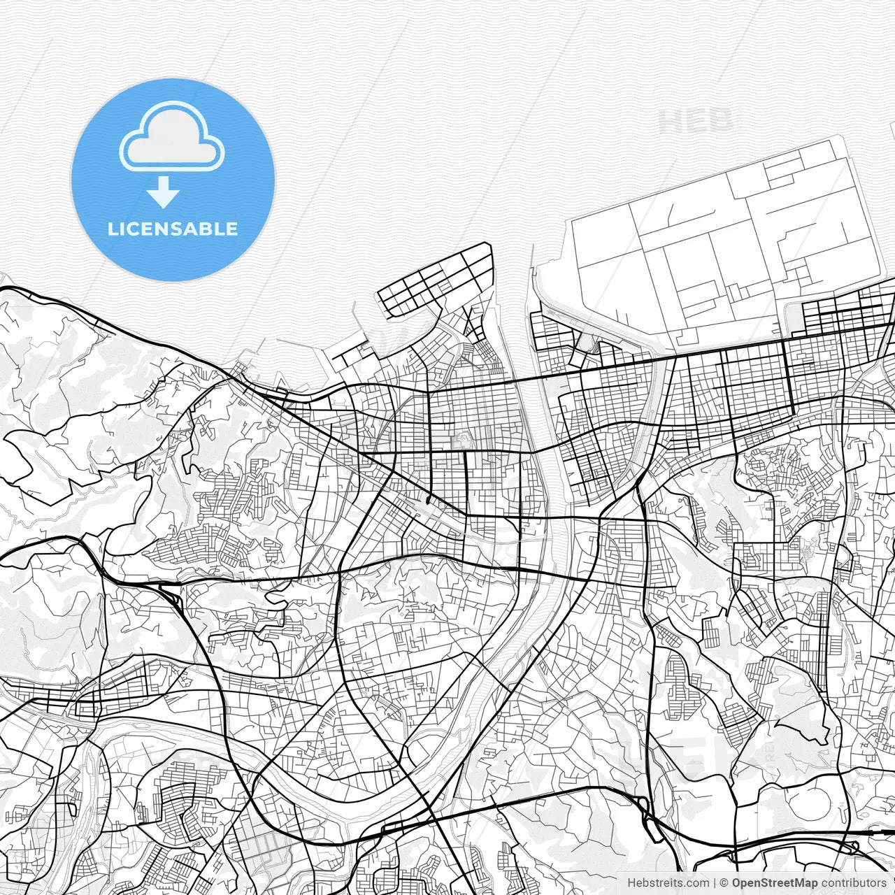 Vector PDF map of Ōita, Japan