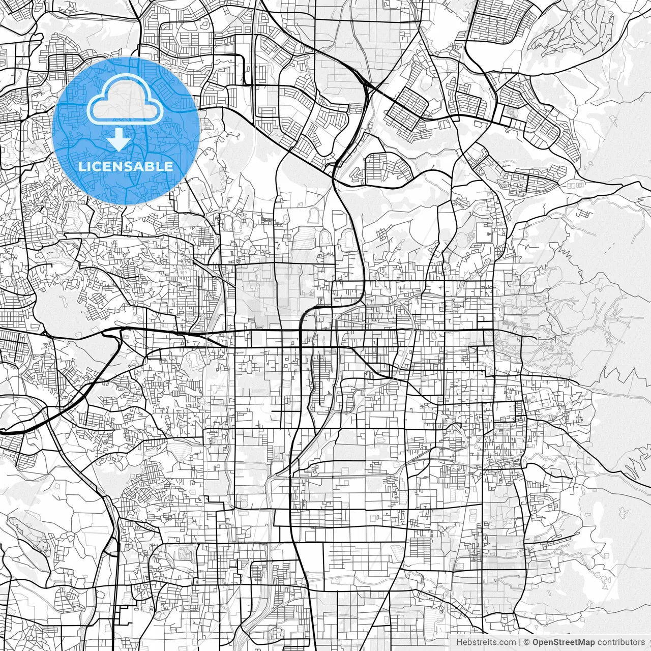 Vector PDF map of Nara, Japan