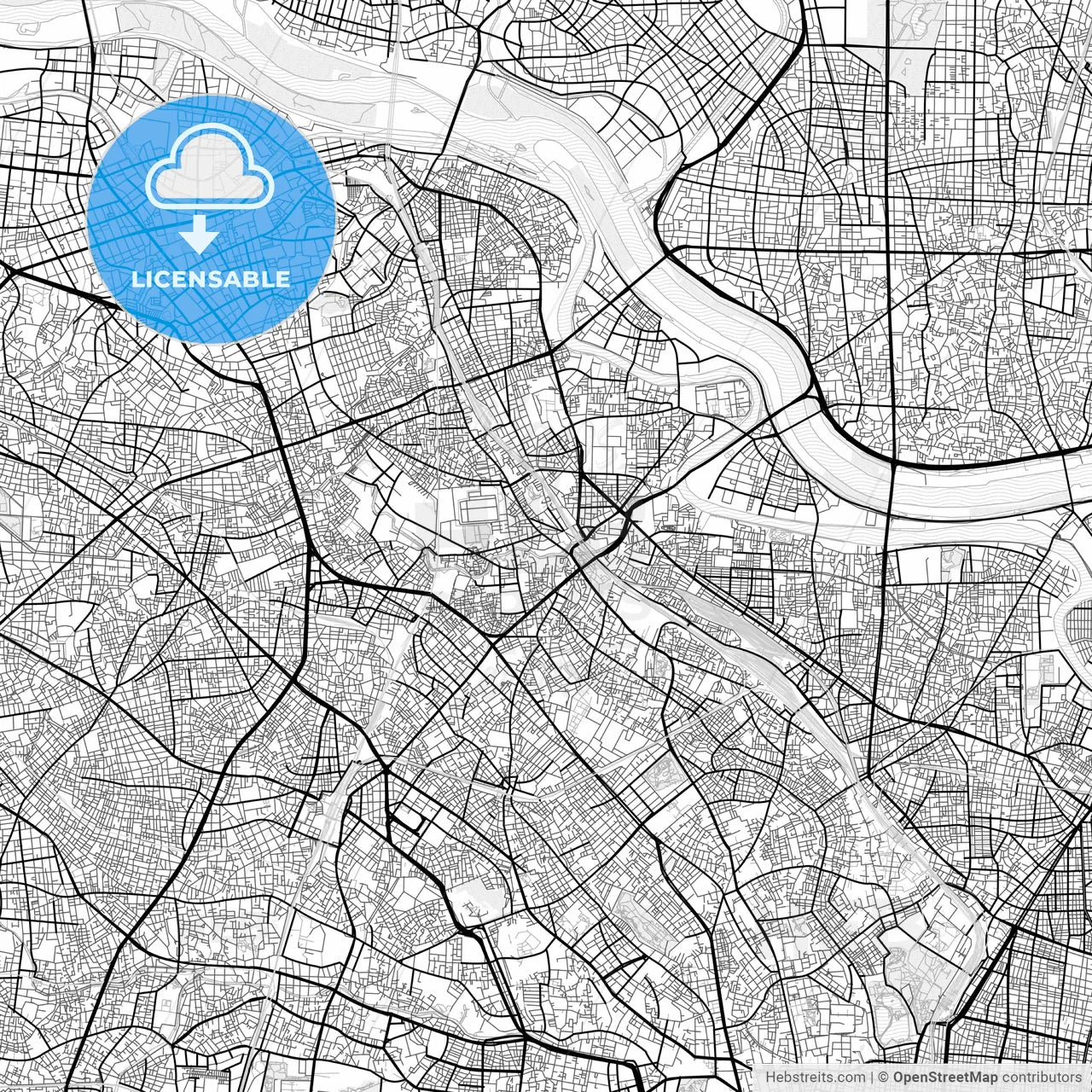 Vector PDF map of Kita, Japan