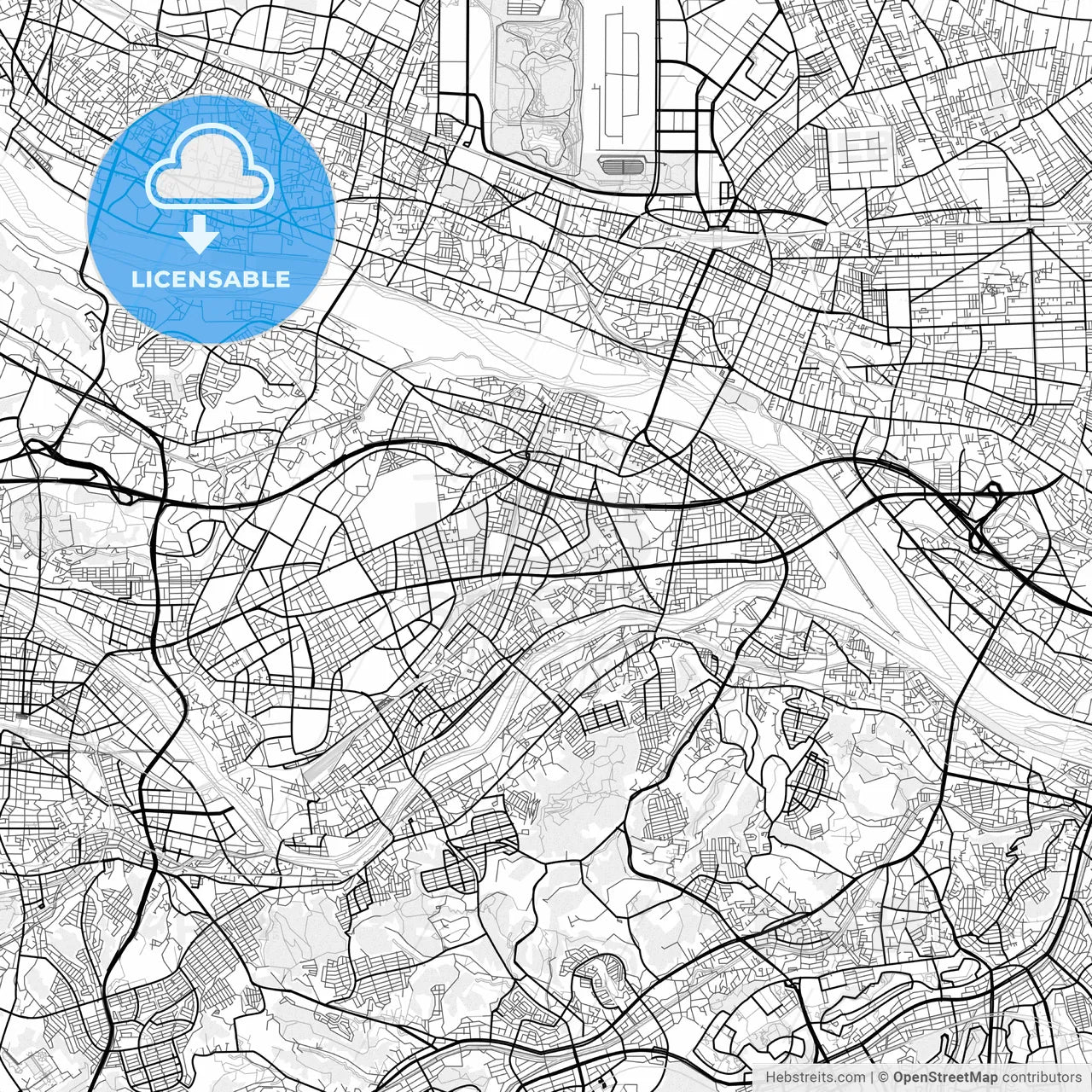 Vector PDF map of Hino, Japan