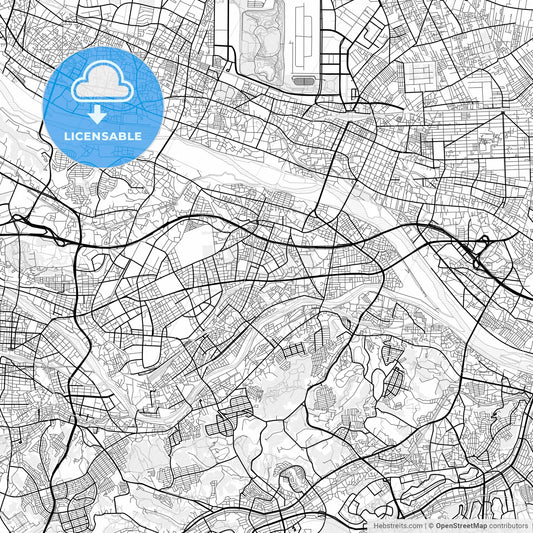 Vector PDF map of Hino, Japan
