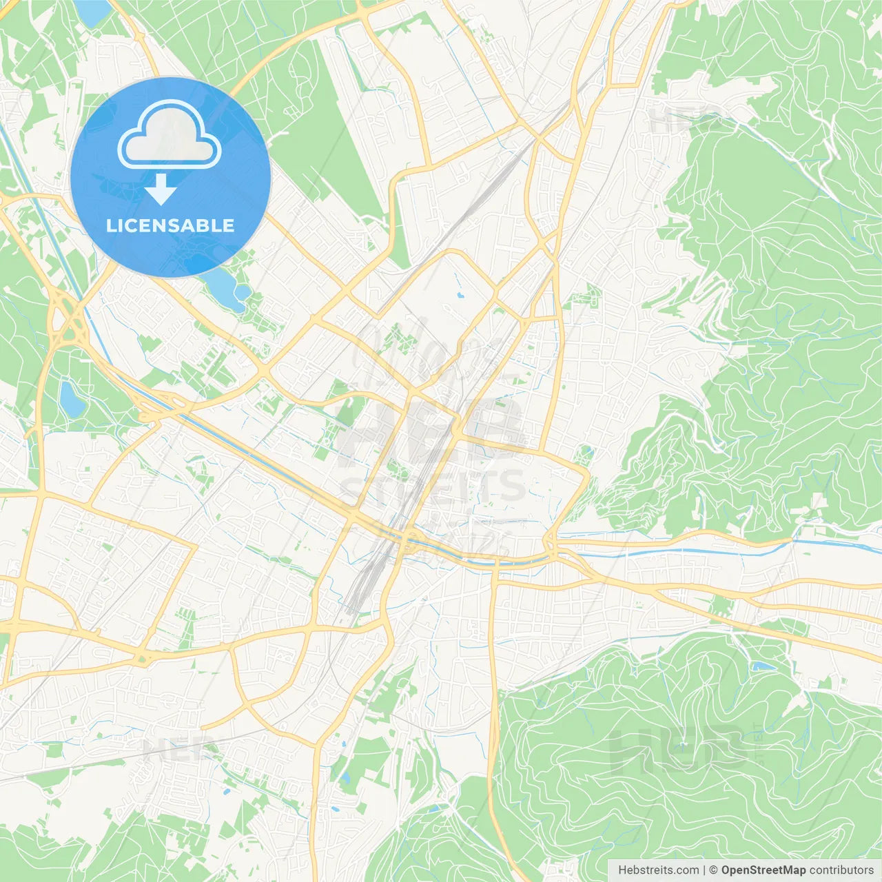 Freiburg im Breisgau, Germany Vector Map - Classic Colors