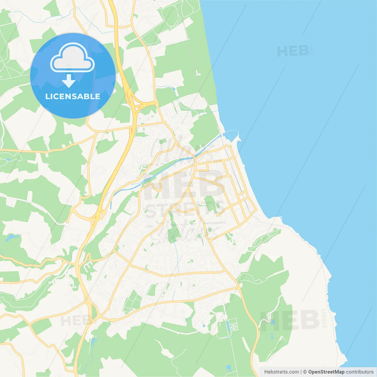 Bray, Ireland Vector Map - Classic Colors