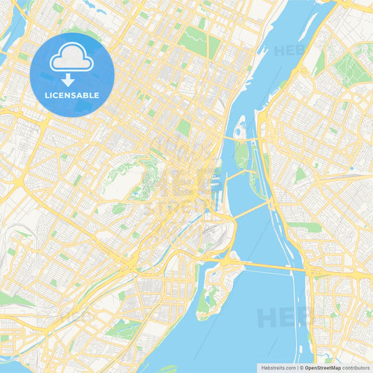 Empty vector map of Montreal, Quebec, Canada