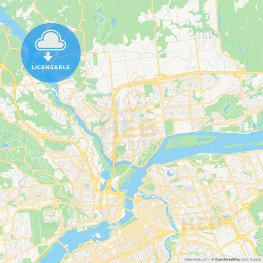 Empty vector map of Gatineau, Quebec, Canada