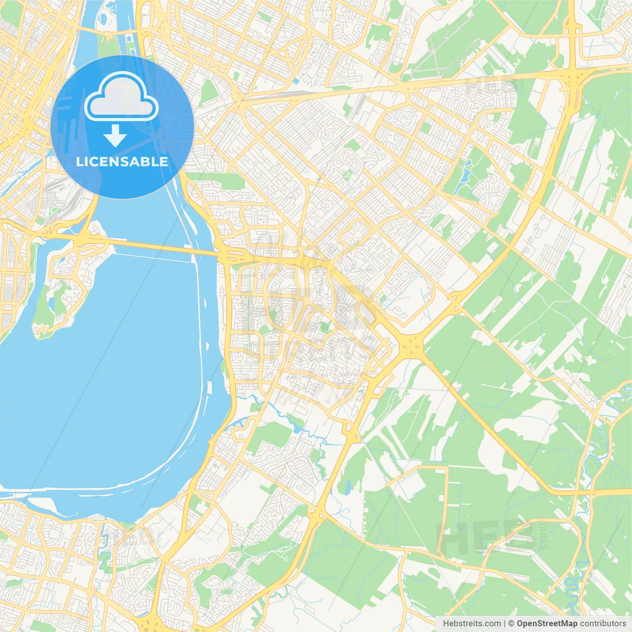 Empty vector map of Brossard, Quebec, Canada