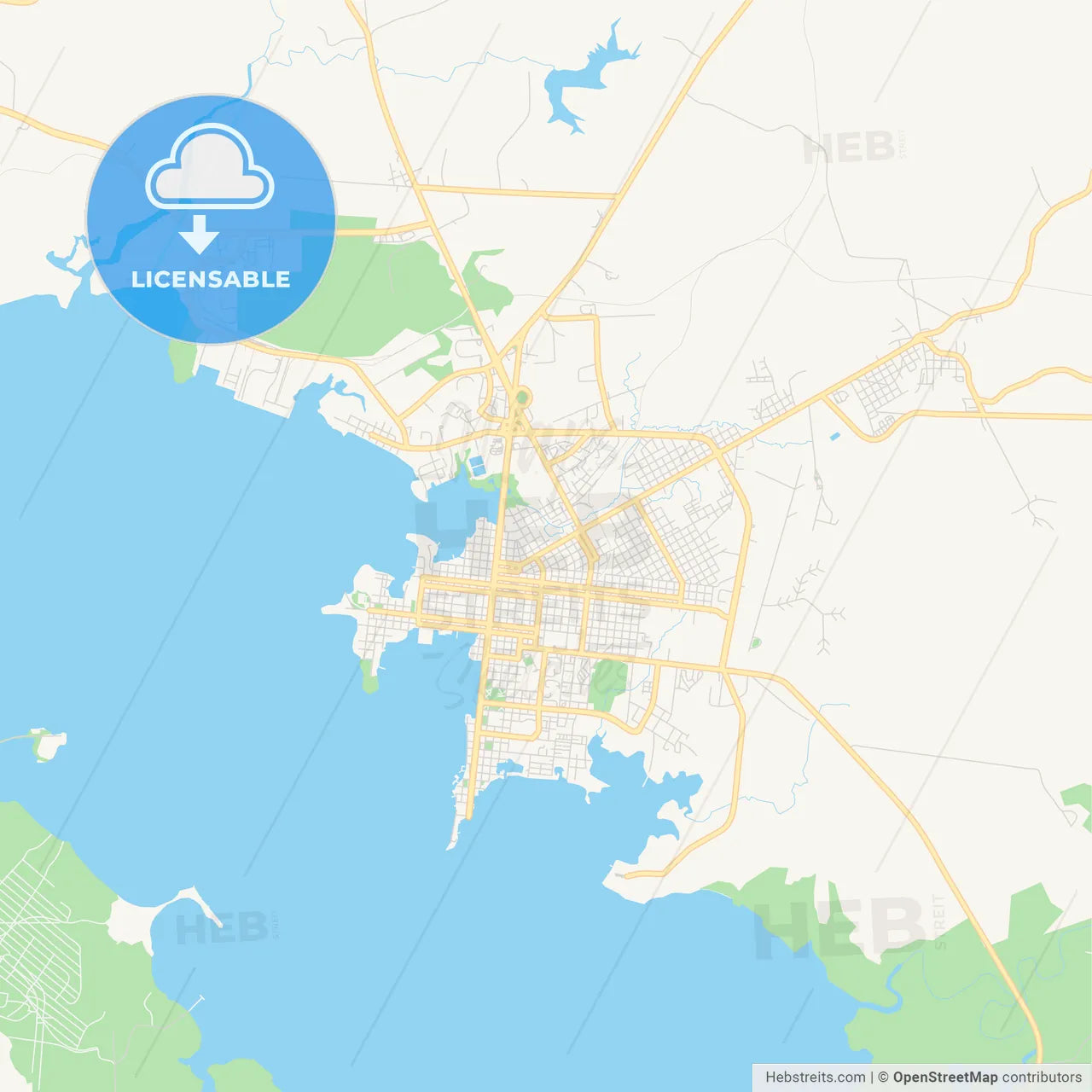 Empty vector map of Cienfuegos, Cienfuegos, Cuba