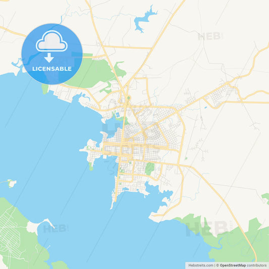 Empty vector map of Cienfuegos, Cienfuegos, Cuba