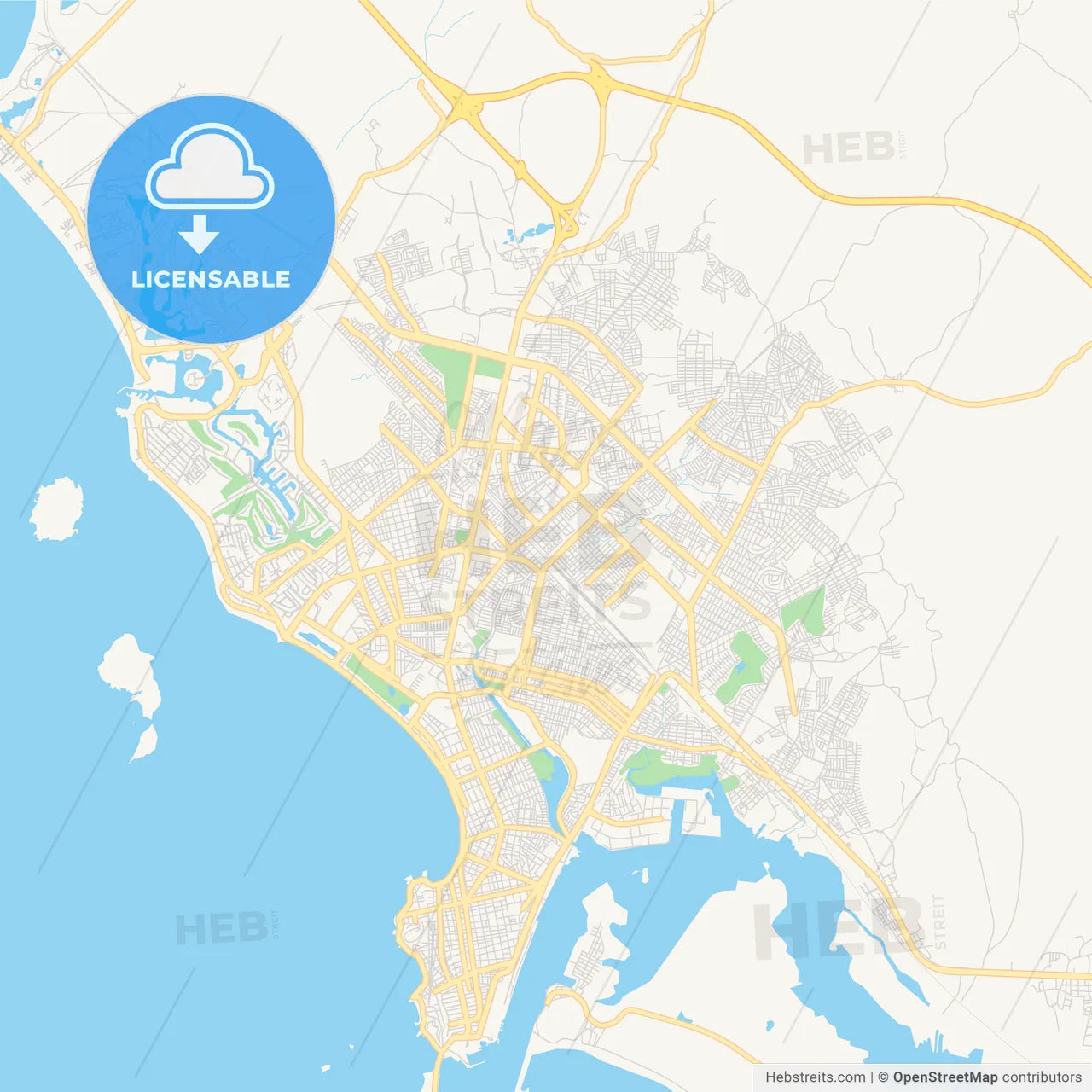 Empty vector map of Mazatlán, Sinaloa, Mexico