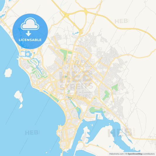 Empty vector map of Mazatlán, Sinaloa, Mexico