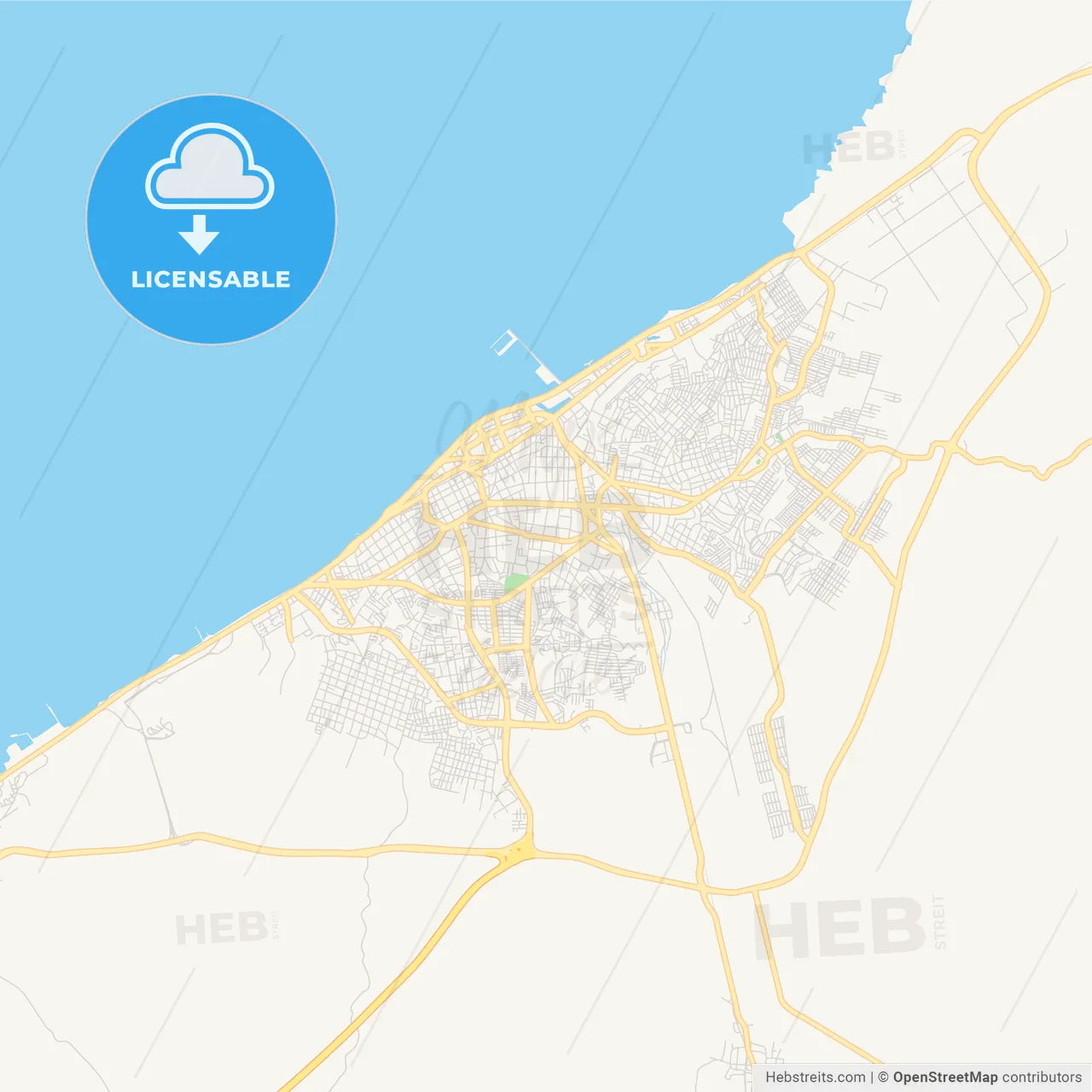 Empty vector map of Campeche, Campeche, Mexico