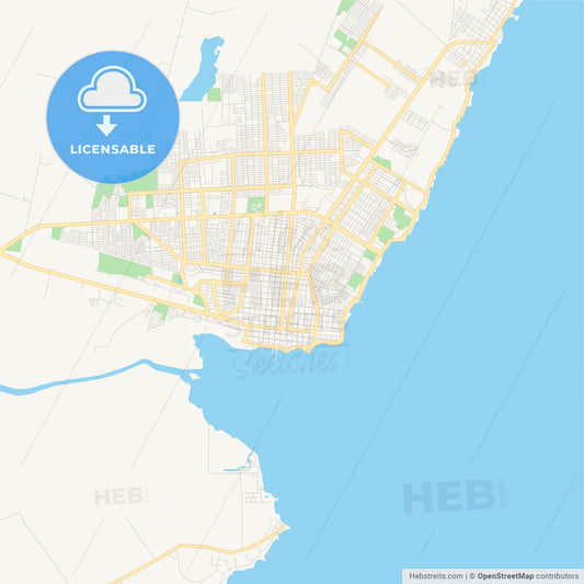 Empty vector map of Chetumal, Quintana Roo, Mexico