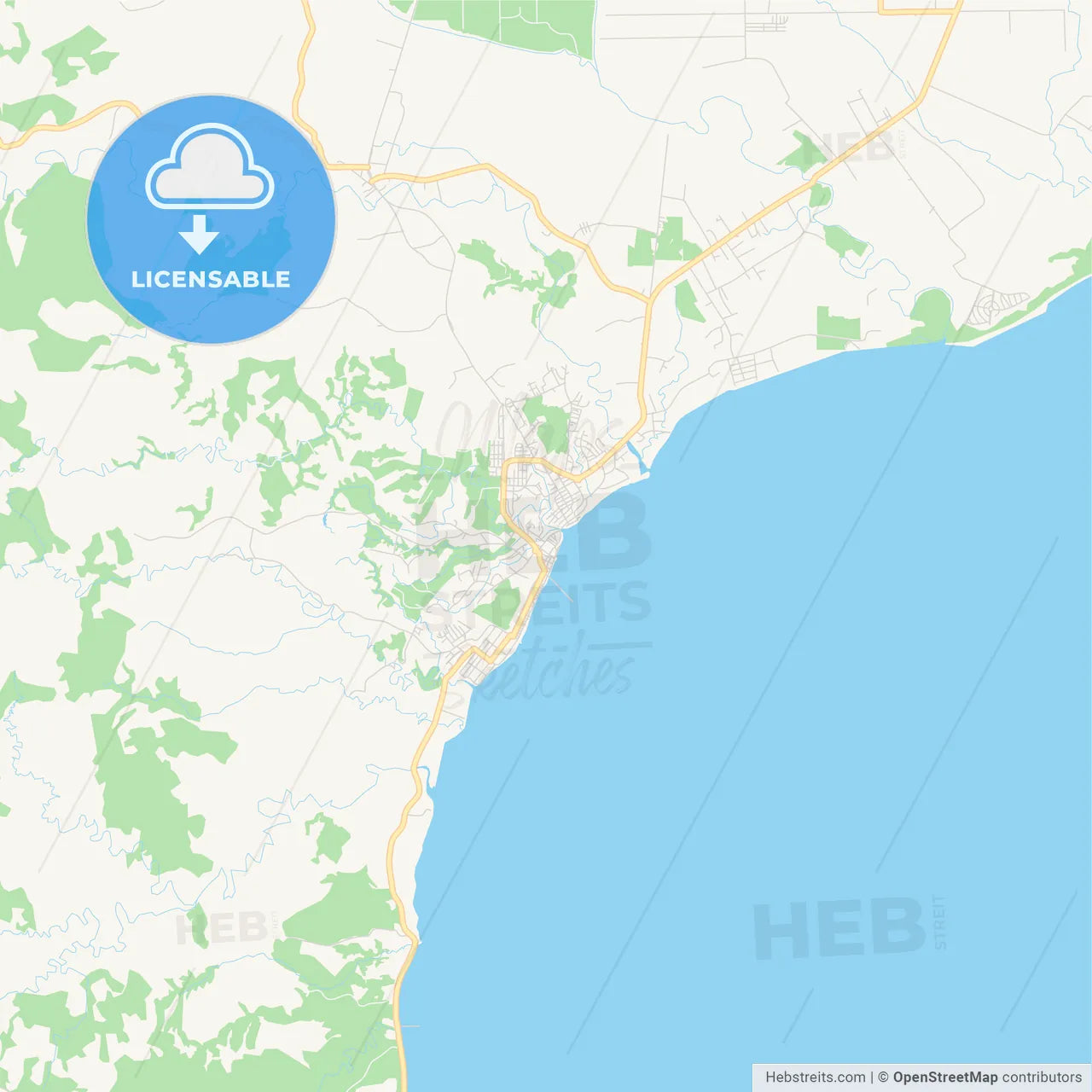 Empty vector map of Puerto Armuelles, Chiriquí, Panama