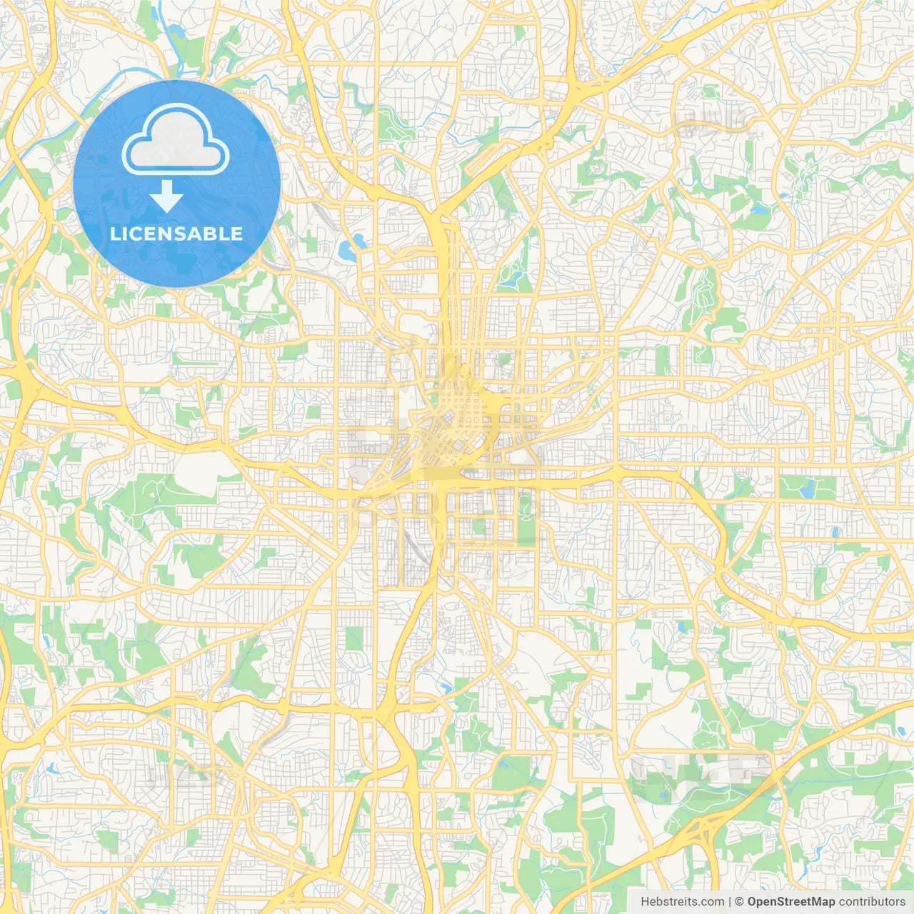 Empty vector map of Atlanta, Georgia, USA