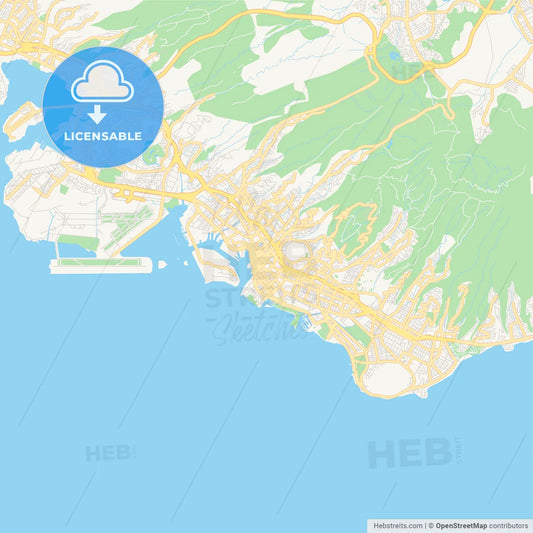 Empty vector map of Honolulu, Hawaii, USA