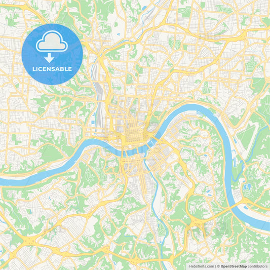 Empty vector map of Cincinnati, Ohio, USA