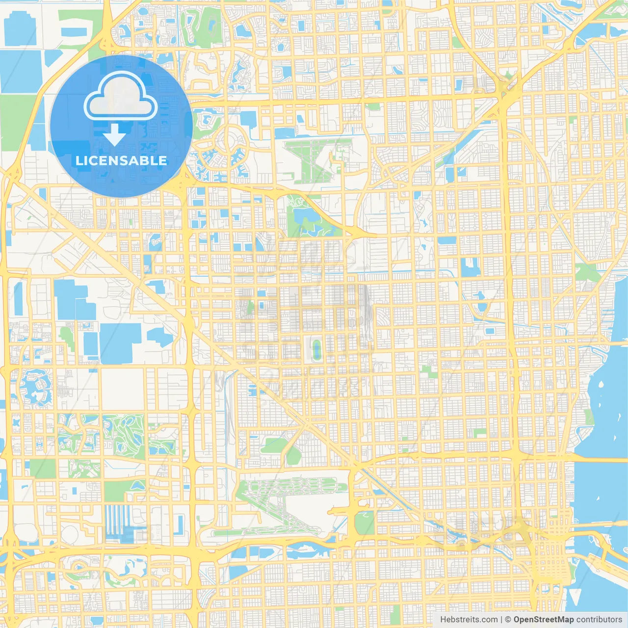 Empty vector map of Hialeah, Florida, USA
