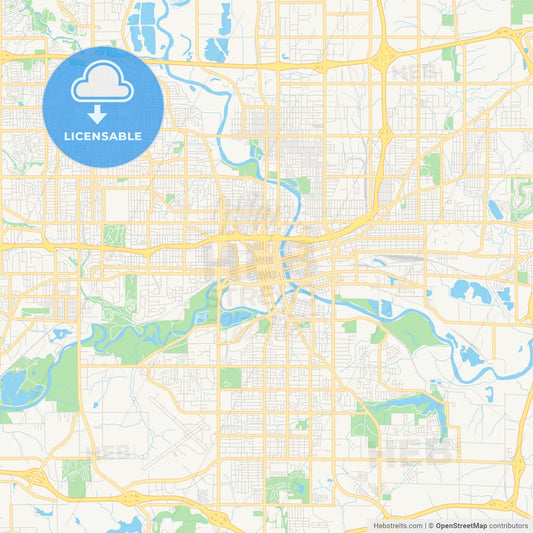 Empty vector map of Des Moines, Iowa, USA
